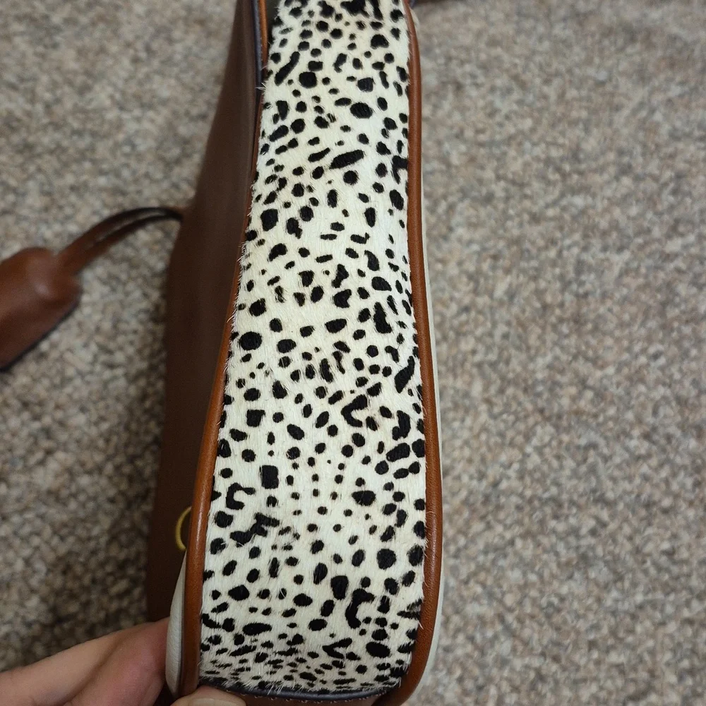 Fossil Memoir Novella Turn Lock Flap Brown & Cream Leather Crossbody Bag/Purse - Picture 3 of 15